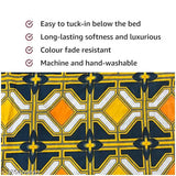 Multi-color elastic fitted double bedsheet with 2 pillow covers (90x90"), 290 TC cotton, ideal for summer. Machine washable. Made in India