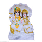 Marble finish Laxmi Vishnu statue, intricately detailed God Idol (6cm x 14cm x 9cm), originated from India