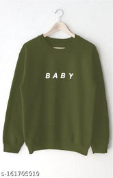 Cotton printed full sleeve women's sweatshirt with baby motif, comfortable and trendy fashion