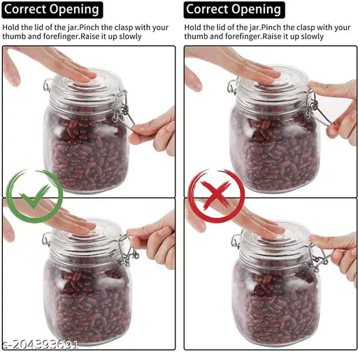 Classic borosilicate glass dry fruit jars (10x10x10 inches), pack of 4, BPA-free, airtight & scratch resistant