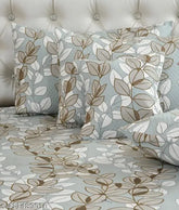 NCS cotton botanical embroidered 5-piece bedding set (Queen, 90x100 inches), includes 2 pillow covers and 2 cushion covers with fillers