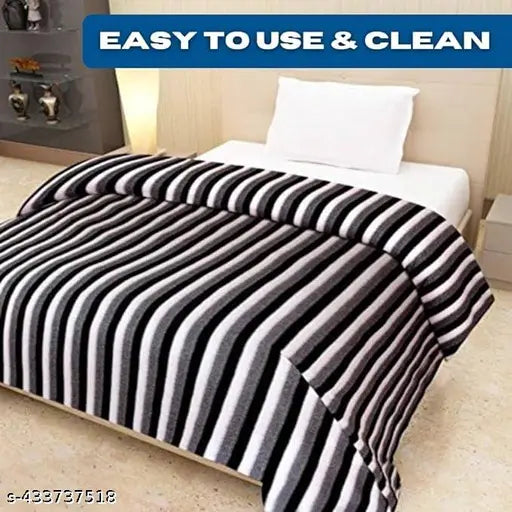 RichLINEN striped wool travel-size soft warm blanket, ideal for gifting or donation in AC rooms