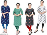Crepe print 4-pc Aakarsha Refined Kurti combo, budget-friendly, perfect for Indo-Western fashion