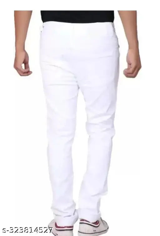 Plain white denim jeans for men, L212AO4 - Solid net quantity 1, sizes 28, 30, or 32 from India
