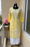 Rayon chikankari kurti with pallazo, intricate embroidery on Indian clothing