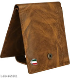 Black leather men's wallet, 5 card slot, faux leather/leatherette, 4 compartments, solid pattern, free size (10cm x 12cm)