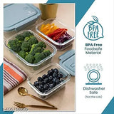 Transparent glass food storage set with break-free detachable locks (400ml, 600ml & 800ml), oven-safe, microwave-safe, and freezer-safe - perfect for storing a variety of foods