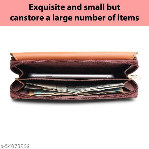 Faux leather/leatherette colorblock casual clutch for women, free size with multiple card slots and cash compartments, India-made accessory