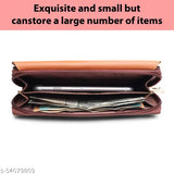 Faux leather/leatherette colorblock casual clutch for women, free size with multiple card slots and cash compartments, India-made accessory