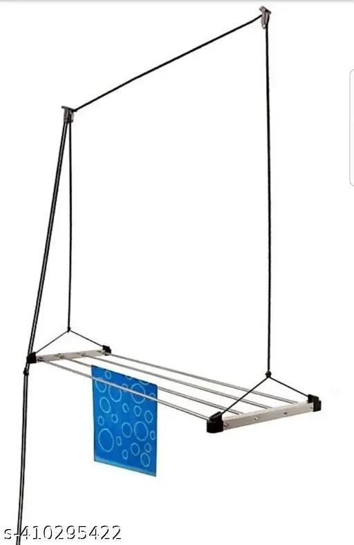 Stainless steel pulley rack, 6 pipes, 5 feet long - space-saving ceiling dryer for laundry area, elegant and durable