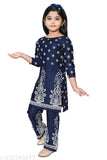 Ethnic Rayon Kurta Palazzo Set, printed design with three-quarter sleeves, for kids aged 4-7 years, Indian origin