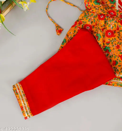 Cotton Anarkali Kurti & Dupatta set with Sharara for baby girls, Indian partywear flower print" (125 characters)