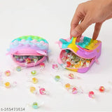 Pink acrylic unicorn-shaped Pop It bag, small Kiditos fidget toy with adjustable strap for kids' stress relief, waterproof and durable sling bag