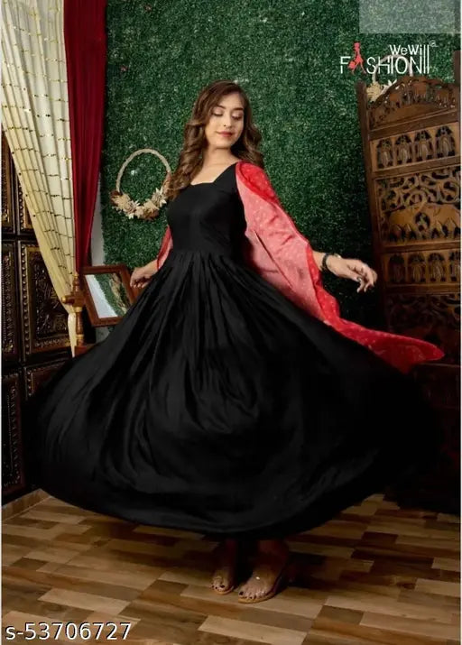 Rayon printed Preety look inner outer with stylish neck, three-quarter sleeves, embroidered design. Hand wash with care, rayon fabric. India-made women's blouse, size M (bust 38 in, length 50 in) and XXL (bust 44 in, length 50 in)