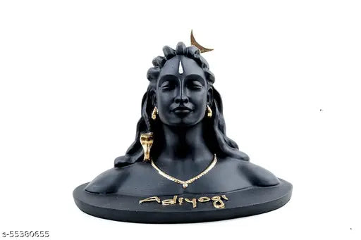 Goldiluxe Adiyogi Shiva statue, 12cm marble or stone dust figurine for home decor, pooja, and car dashboards. Ideal for religious idols. Handcrafted in India