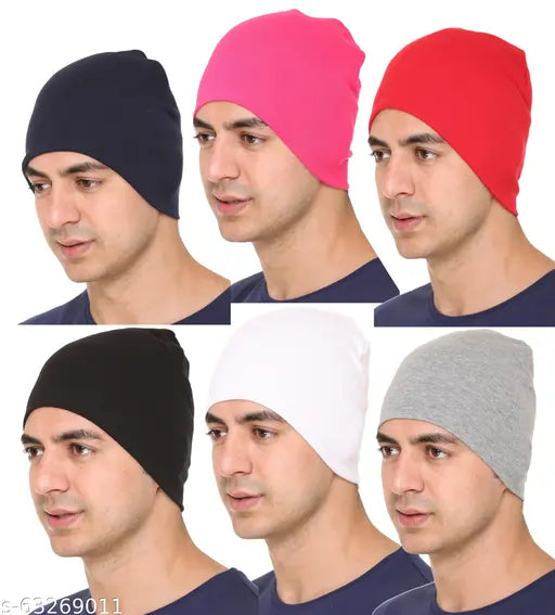 Lycra solid skull cap, men's SHAUN design, warm and comfortable, India-made