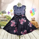 Satin sleeveless printed net dungarees for girls, stylish and versatile from 1-2 to 4-5 years, suitable for parties or special occasions