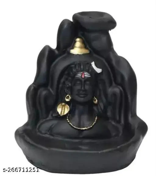 Poly Resin Adi Shankara Lord Shiva FOOG incense holder, 10cm x 11cm x 8cm, Indian-made with 15 free backflow incense cones