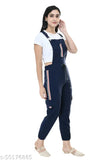 Striped navy cotton blend jumpsuit, sleeveless and trendy, showcasing women's fashion in multiple sizes: S-28, M-30, L-32, XL-34