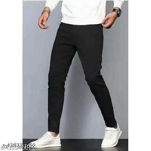 Black stretchable slim fit men's denim jeans, cotton blend for casual wear