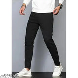 Black stretchable slim fit men's denim jeans, cotton blend for casual wear