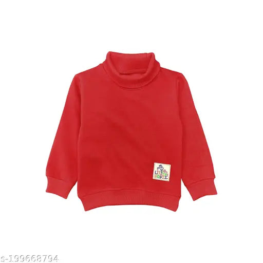 Cotton fleece turtleneck for babies, 220 GSM winter wear in solid colors, Indian origin