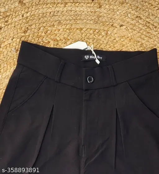 Black cotton blend Korean 5 pocket cargo pants, high-waist and wide leg, made for all-day comfort and breathability