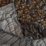 Grey satin KEERRAZ Jaipuri double quilt, 330 thread count, heavy winter, traditional Rajasthani print