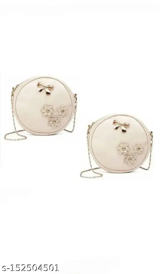 Fancy PU slingbag, self-design pattern, free size (L7xW7xH2in), made in India