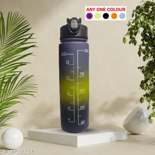 Multicolor motivational Scepto water bottle, BPA-free sport bottle with time marker & removable strainer, ideal for fitness and outdoor activities