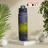 Multicolor motivational Scepto water bottle, BPA-free sport bottle with time marker & removable strainer, ideal for fitness and outdoor activities