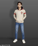 Cotton blend embroidered boys hoodie T-shirt in long sleeves, sizes range from 3-4 years to 15-16 years, made in India