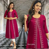 Vichitra Silk three-quarter sleeve festival special Kurti, single color, M-XXL sizes