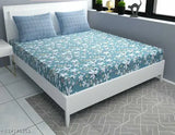 NeLeo Premium King-Size Glace Cotton Floral Fitted Bedsheet & Pillow Covers, 108x108 inches, superfine summer quality