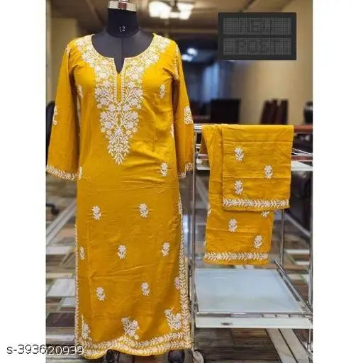 Rayon embroidered net kurta and plazzo set, single, M-6XL sizes, India origin