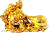 Gold Laughing Buddha figurine, medium size Feng Shui symbol for wealth, abundance, and good luck