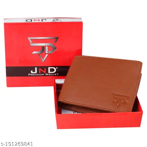 Branded faux leather men's wallet, 2 compartments, solid color, free size (11cm x 9cm) - premium quality and great gift option