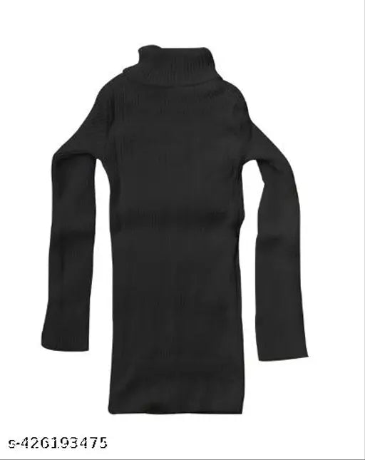 Multicolor pack of 2, high neck woollen kids sweaters for baby boys & girls, solid pattern, gentle cotton lycra fabric