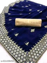 Heavy Design Round Mirror Work Georgette Saree with separate dupion silk blouse, embellished Indian saree for women featuring mirror work and new trending embroidery