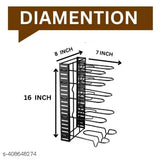 Black stainless steel 5-layer adjustable pan organizer rack stand for large cookware (15x8x7 inches), ideal for skillets, griddles, shallow pots, and kitchen utensils