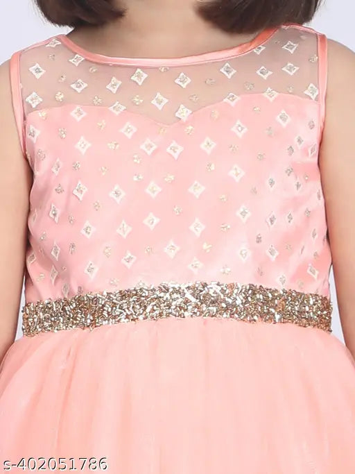 Dusty Rose embellished net dress for girls partywear, 1-2 years size, India origin