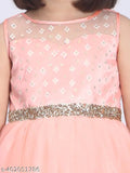 Dusty Rose embellished net dress for girls partywear, 1-2 years size, India origin
