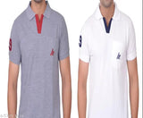 Cotton blend polo neck t-shirts for men (L, XL), La MIlano logo on chest, solid color, short sleeves with side cuts and piping detail, made in India
