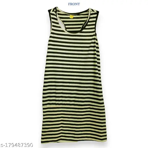 Black and yellow striped backless off-shoulder women's western long top dress on mannequin, cotton sleeveless, size S (28in bust, 28in length) for casual wear