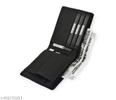 Men's formal travel black faux leather bifold wallet - 6 card slots, premium quality craftsmanship for evening/party events, leatherette, free size (11cm x 9cm)