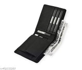 Men's formal travel black faux leather bifold wallet - 6 card slots, premium quality craftsmanship for evening/party events, leatherette, free size (11cm x 9cm)