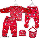 Newborn wool winter dress combo (5pc), printed pattern, high-quality Indian fleece material, suitable for 0-3 months