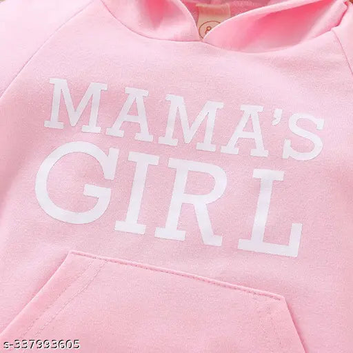 Wool hoodie with girl print, long sleeves and zip closure for baby girls (18-10 years), India origin