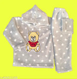Gray & white hearts printed woolen winter hoodie for kids (ages 1-4), perfect for parties or casual wear