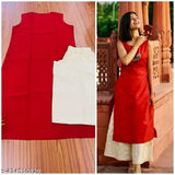 Red rayon kurta set with off-white palazzo bottoms, two pieces, casual daily wear for women by Vani Apparels